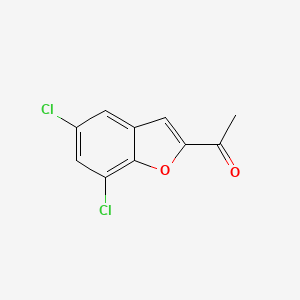 molecular formula C10H6Cl2O2 B13975180 1-(5,7-Dichloro-2-benzofuranyl)ethanone CAS No. 7203-80-7