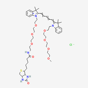 N-[2-[2-[2-[2-[2-[5-[1-[2-[2-[2-(2-methoxyethoxy)ethoxy]ethoxy]ethyl]-3,3-dimethylindol-2-ylidene]penta-1,3-dienyl]-3,3-dimethylindol-1-ium-1-yl]ethoxy]ethoxy]ethoxy]ethyl]-5-(2-oxo-1,3,3a,4,6,6a-hexahydrothieno[3,4-d]imidazol-4-yl)pentanamide;chloride