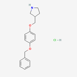 molecular formula C18H22ClNO2 B1397543 3-{[4-(Benzyloxy)phenoxy]methyl}pyrrolidine hydrochloride CAS No. 1219981-52-8