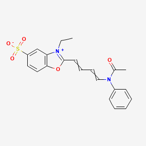 molecular formula C21H20N2O5S B13975504 Benzoxazolium, 2-[4-(acetylphenylamino)-1,3-butadienyl]-3-ethyl-5-sulfo-, inner salt CAS No. 63148-85-6