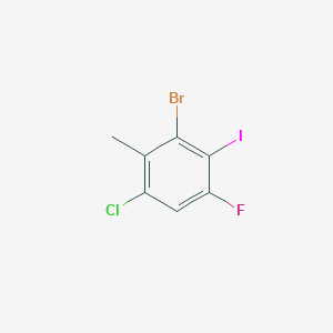 molecular formula C7H4BrClFI B13975567 3-Bromo-1-chloro-5-fluoro-4-iodo-2-methylbenzene 