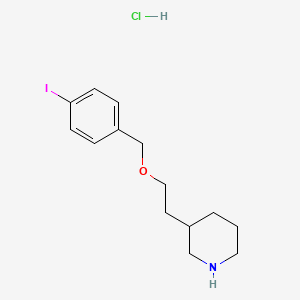 molecular formula C14H21ClINO B1397574 3-{2-[(4-碘苄基)氧基]乙基}哌啶盐酸盐 CAS No. 1220032-44-9