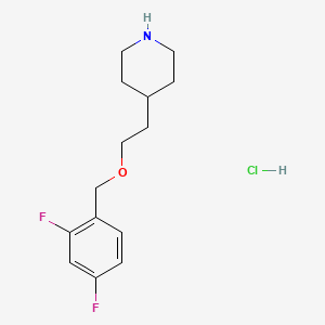 molecular formula C14H20ClF2NO B1397575 4-{2-[(2,4-二氟苯甲基)氧基]乙基}哌啶盐酸盐 CAS No. 1220038-85-6