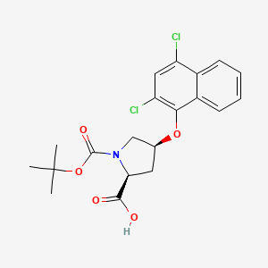 molecular formula C20H21Cl2NO5 B1397589 (2S,4S)-1-(tert-Butoxycarbonyl)-4-[(2,4-dichloro-1-naphthyl)oxy]-2-pyrrolidinecarboxylic acid CAS No. 1354485-40-7