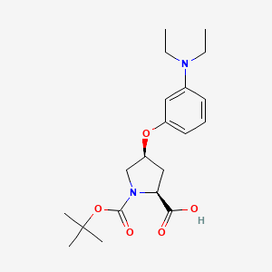 molecular formula C20H30N2O5 B1397590 (2S,4S)-1-(tert-Butoxycarbonyl)-4-[3-(diethyl-amino)phenoxy]-2-pyrrolidinecarboxylic acid CAS No. 1354486-97-7