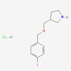 molecular formula C12H17ClINO B1397605 4-Iodobenzyl 3-pyrrolidinylmethyl ether hydrochloride CAS No. 1220016-42-1
