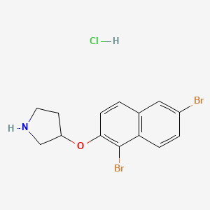molecular formula C14H14Br2ClNO B1397607 3-[(1,6-Dibromo-2-naphthyl)oxy]pyrrolidine hydrochloride CAS No. 1219972-43-6