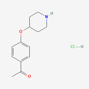 molecular formula C13H18ClNO2 B1397612 1-[4-(4-Piperidinyloxy)phenyl]-1-ethanone hydrochloride CAS No. 1219976-64-3
