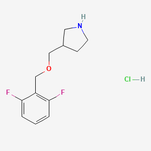 molecular formula C12H16ClF2NO B1397616 3-{[(2,6-Difluorobenzyl)oxy]methyl}pyrrolidine hydrochloride CAS No. 1220016-52-3