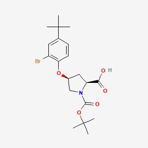 molecular formula C20H28BrNO5 B1397638 (2S,4S)-4-[2-溴-4-(叔丁基)苯氧基]-1-(叔丁氧羰基)-2-吡咯烷羧酸 CAS No. 1354484-68-6