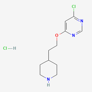 molecular formula C11H17Cl2N3O B1397641 6-Chloro-4-pyrimidinyl 2-(4-piperidinyl)ethyl ether hydrochloride CAS No. 1219977-00-0