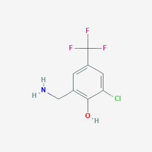 molecular formula C8H7ClF3NO B13976449 2-(Aminomethyl)-6-chloro-4-(trifluoromethyl)phenol 