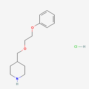 molecular formula C14H22ClNO2 B1397646 4-[(2-苯氧基乙氧基)甲基]哌啶盐酸盐 CAS No. 1220036-83-8