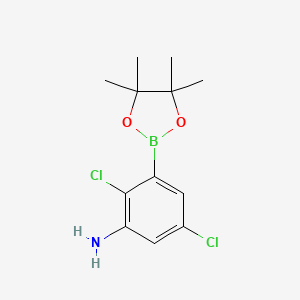 molecular formula C12H16BCl2NO2 B13976491 2,5-Dichloro-3-(4,4,5,5-tetramethyl-1,3,2-dioxaborolan-2-yl)aniline CAS No. 1269233-14-8