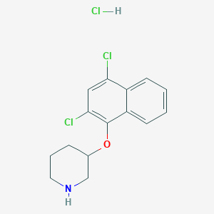 molecular formula C15H16Cl3NO B1397652 3-[(2,4-二氯-1-萘基)氧基]哌啶盐酸盐 CAS No. 1220032-66-5