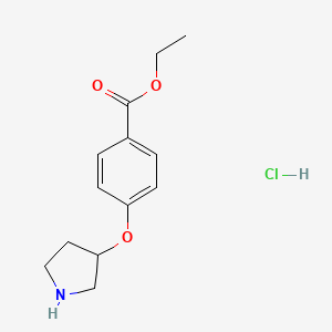 molecular formula C13H18ClNO3 B1397654 Ethyl 4-(3-pyrrolidinyloxy)benzoate hydrochloride CAS No. 1220036-41-8