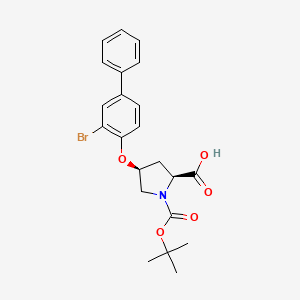 molecular formula C22H24BrNO5 B1397658 (2S,4S)-4-[(3-溴[1,1'-联苯]-4-基)氧基]-1-(叔丁氧羰基)-2-吡咯烷羧酸 CAS No. 1354487-56-1