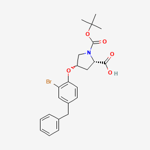 molecular formula C23H26BrNO5 B1397670 (2S,4S)-4-(4-苄基-2-溴苯氧基)-1-(叔丁氧羰基)-2-吡咯烷羧酸 CAS No. 1354486-58-0