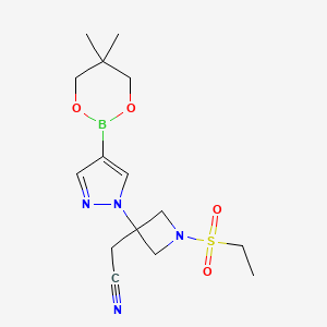 2-[3-[4-(5,5-Dimethyl-1,3,2-dioxaborinan-2-yl)pyrazol-1-yl]-1-ethylsulfonylazetidin-3-yl]acetonitrile