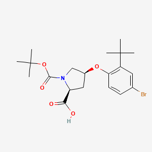 molecular formula C20H28BrNO5 B1397672 (2S,4S)-4-[4-溴-2-(叔丁基)苯氧基]-1-(叔丁氧羰基)-2-吡咯烷甲酸 CAS No. 1354485-72-5