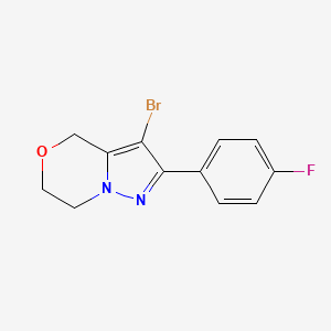 molecular formula C12H10BrFN2O B13976786 3-Bromo-2-(4-fluoro-phenyl)-6,7-dihydro-4H-pyraZolo[5,1-c][1,4]oxaZine 