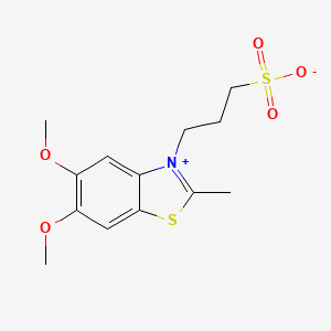 molecular formula C13H17NO5S2 B13976824 Benzothiazolium, 5,6-dimethoxy-2-methyl-3-(3-sulfopropyl)-, inner salt CAS No. 63148-95-8