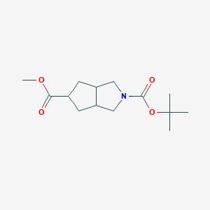 molecular formula C14H23NO4 B13976882 3-(tert-Butoxycarbonyl)-7-(carbomethoxy)-3-azabicyclo[3.3.0]octane CAS No. 203662-59-3