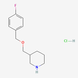 molecular formula C13H19ClFNO B1397689 3-(4-Fluoro-benzyloxymethyl)-piperidine hydrochloride CAS No. 1220017-51-5