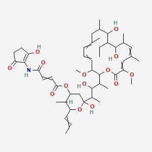 molecular formula C48H71NO14 B13976929 [(2R,4R,5S,6R)-2-[(2S,3R,4S)-4-[(2R,3S,4E,6E,9R,10S,11S,12R,13R,14E,16Z)-11-Ethyl-10,12-dihydroxy-3,17-dimethoxy-7,9,13,15-tetramethyl-18-oxo-1-oxacyclooctadeca-4,6,14,16-tetraen-2-yl]-3-hydroxypentan-2-yl]-2-hydroxy-5-methyl-6-[(E)-prop-1-enyl]oxan-4-yl] (E)-4-[(2-hydroxy-5-oxocyclopenten-1-yl)amino]-4-oxobut-2-enoate 