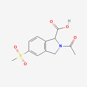 molecular formula C12H13NO5S B13976976 2-Acetyl-5-methylsulfonyl-isoindoline-1-carboxylic acid 