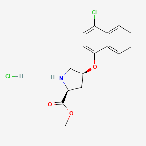 molecular formula C16H17Cl2NO3 B1397704 Methyl (2S,4S)-4-[(4-chloro-1-naphthyl)oxy]-2-pyrrolidinecarboxylate hydrochloride CAS No. 1354488-39-3
