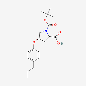 molecular formula C19H27NO5 B1397705 (2S,4S)-1-(tert-Butoxycarbonyl)-4-(4-propyl-phenoxy)-2-pyrrolidinecarboxylic acid CAS No. 1354486-34-2