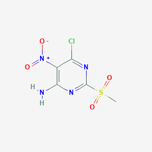 molecular formula C5H5ClN4O4S B13977115 6-Chloro-2-(methylsulfonyl)-5-nitro-4-pyrimidinamine 