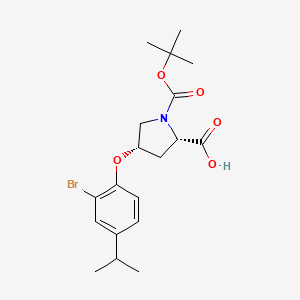 molecular formula C19H26BrNO5 B1397716 (2S,4S)-4-(2-Bromo-4-isopropylphenoxy)-1-(tert-butoxycarbonyl)-2-pyrrolidinecarboxylic acid CAS No. 1354485-57-6