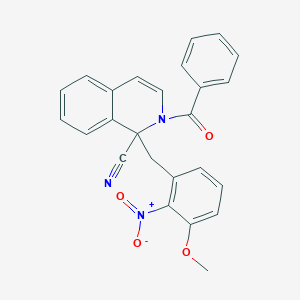 molecular formula C25H19N3O4 B13977398 2-Benzoyl-1-(3-methoxy-2-nitro-benzyl)-1,2-dihydro-isoquinoline-1-carbonitrile 