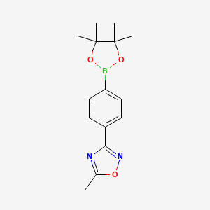 molecular formula C15H19BN2O3 B1397754 4-(5-甲基-1,2,4-恶二唑-3-基)苯硼酸，二茂螺环己醇酯 CAS No. 1056456-23-5