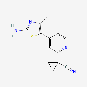 molecular formula C13H12N4S B1397784 1-(4-(2-Amino-4-methylthiazol-5-yl)pyridin-2-yl)cyclopropanecarbonitrile CAS No. 1163707-54-7