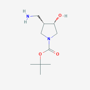molecular formula C10H20N2O3 B1397791 cis-1-Boc-3-hydroxy-4-aminomethylpyrrolidine CAS No. 872714-78-8