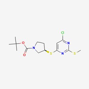 (R)-3-(6-Chloro-2-methylsulfanyl-pyrimidin-4-ylsulfanyl)-pyrrolidine-1-carboxylic acid tert-butyl ester