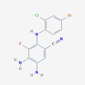 molecular formula C13H9BrClFN4 B1397833 4,5-Diamino-2-(4-bromo-2-chlorophenylamino)-3-fluorobenzonitrile CAS No. 917980-14-4