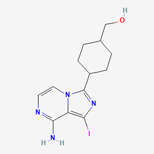 molecular formula C13H17IN4O B13978524 4-(8-Amino-1-iodoimidazo[1,5-a]pyrazin-3-yl)cyclohexanemethanol CAS No. 867163-56-2