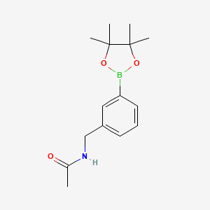 molecular formula C15H22BNO3 B1397853 N-{[3-(tetramethyl-1,3,2-dioxaborolan-2-yl)phenyl]methyl}acetamide CAS No. 950201-40-8
