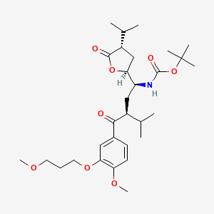 B1397871 tert-Butyl ((1S,3S)-1-((2S,4S)-4-isopropyl-5-oxotetrahydrofuran-2-yl)-3-(4-methoxy-3-(3-methoxypropoxy)benzoyl)-4-methylpentyl)carbamate CAS No. 934841-22-2