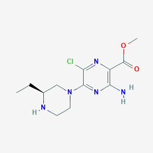 molecular formula C12H18ClN5O2 B1397893 (S)-甲基 3-氨基-6-氯-5-(3-乙基哌嗪-1-基)吡嗪-2-羧酸盐 CAS No. 906810-37-5