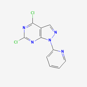 molecular formula C10H5Cl2N5 B13978968 4,6-Dichloro-1-(2-pyridinyl)-1H-pyrazolo[3,4-d]pyrimidine 