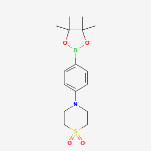 molecular formula C16H24BNO4S B1397948 4-(4-(4,4,5,5-四甲基-1,3,2-二氧杂硼烷-2-基)苯基)硫代吗啉 1,1-二氧化物 CAS No. 1093878-43-3