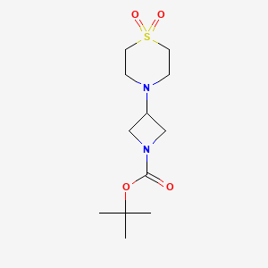 molecular formula C12H22N2O4S B1397952 3-(1,1-二氧代-1-硫代吗啉-4-基)氮杂环丁烷-1-羧酸叔丁酯 CAS No. 1257293-65-4
