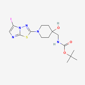 Tert-butyl ((4-hydroxy-1-(5-iodoimidazo[2,1-B][1,3,4]thiadiazol-2-YL)piperidin-4-YL)methyl)carbamate