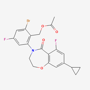 2-Bromo-6-(8-cyclopropyl-6-fluoro-5-oxo-2,3-dihydrobenzo[f][1,4]oxazepin-4(5H)-yl)-4-fluorobenzyl acetate