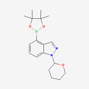 molecular formula C18H25BN2O3 B1397997 1-(四氢吡喃-2-基)-4-(4,4,5,5-四甲基[1,3,2]二恶杂硼环-2-基)-1H-吲唑 CAS No. 956388-05-9